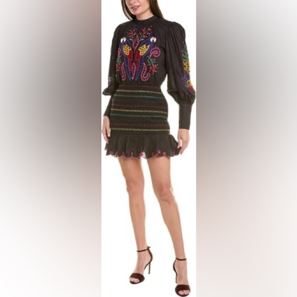 Farm Rio Tropical Tapestry Embroidered Mini Dress